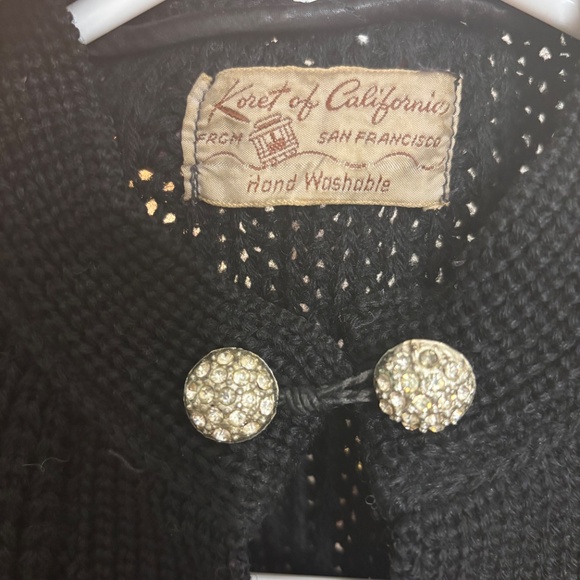 VINTAGE 1940s 1950s Koret Crop Knit Cardigan Sweater - Picture 2 of 6